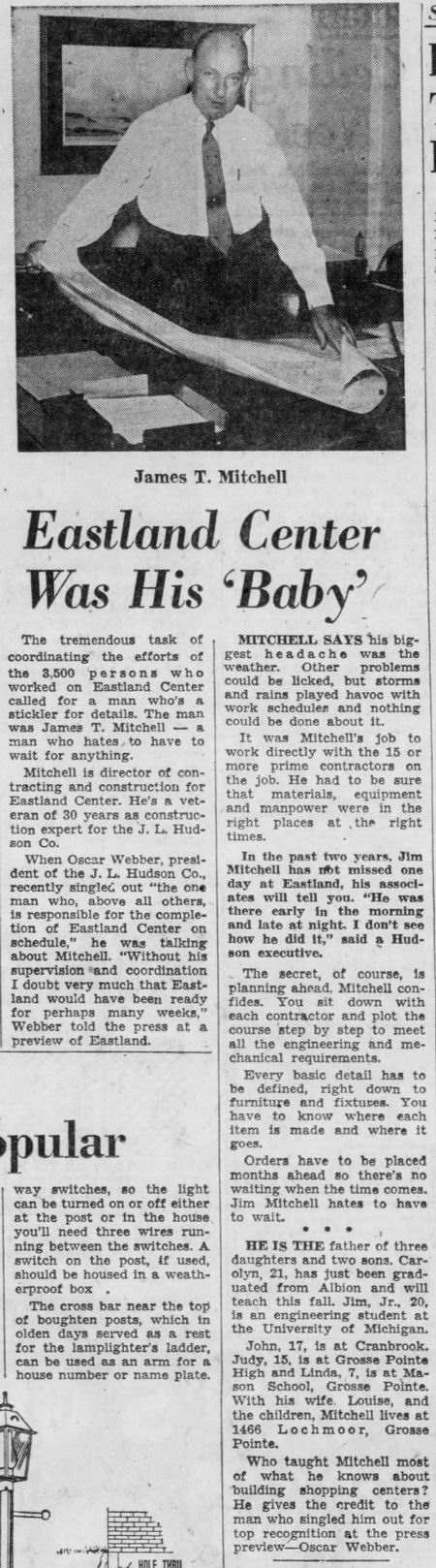 Eastland Center (Eastland Shopping Center, Eastland Mall) - 1957 Article
